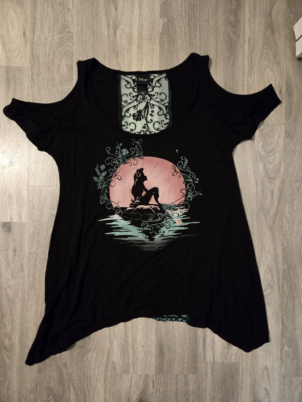 Little Mermaid Black Cold-Shoulder Tunic